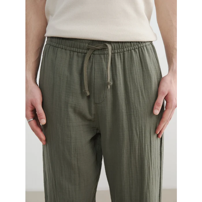 XSIDE Haki Loose Fit Erkek Müslin Pantolon