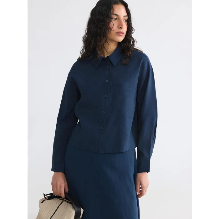 LCW Modest Lacivert Modal Karışımlı Kadın Gömlek