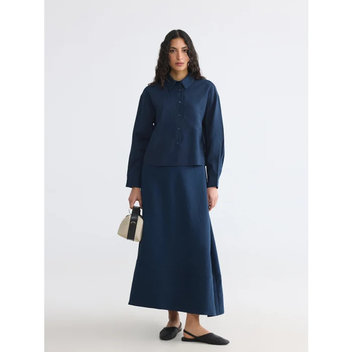 LCW Modest Lacivert Modal Karışımlı Kadın Gömlek