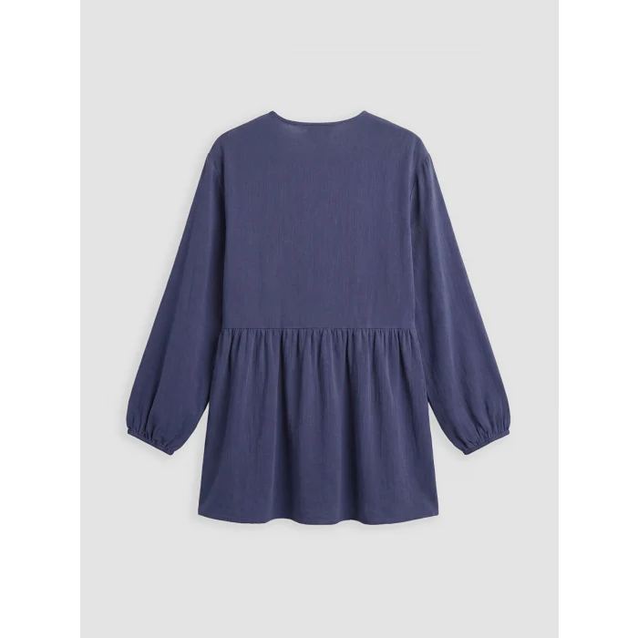 LCW Modest Lacivert Kruvaze Yaka Dokulu Kadın Kimono