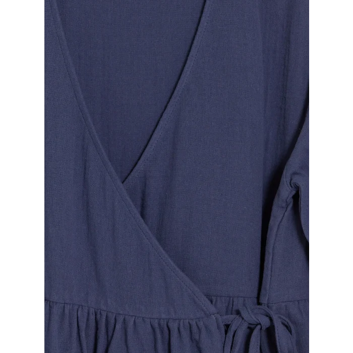 LCW Modest Lacivert Kruvaze Yaka Dokulu Kadın Kimono