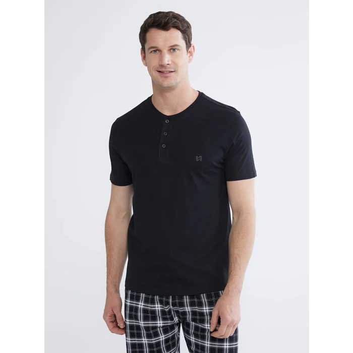 LC WAIKIKI Siyah Standart Kalıp Erkek Şortlu Pijama Takımı