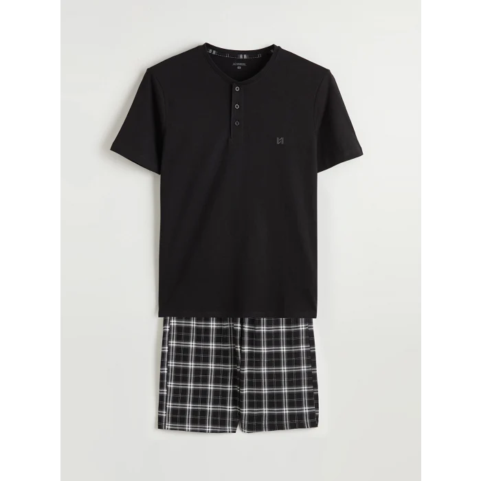 LC WAIKIKI Siyah Standart Kalıp Erkek Şortlu Pijama Takımı