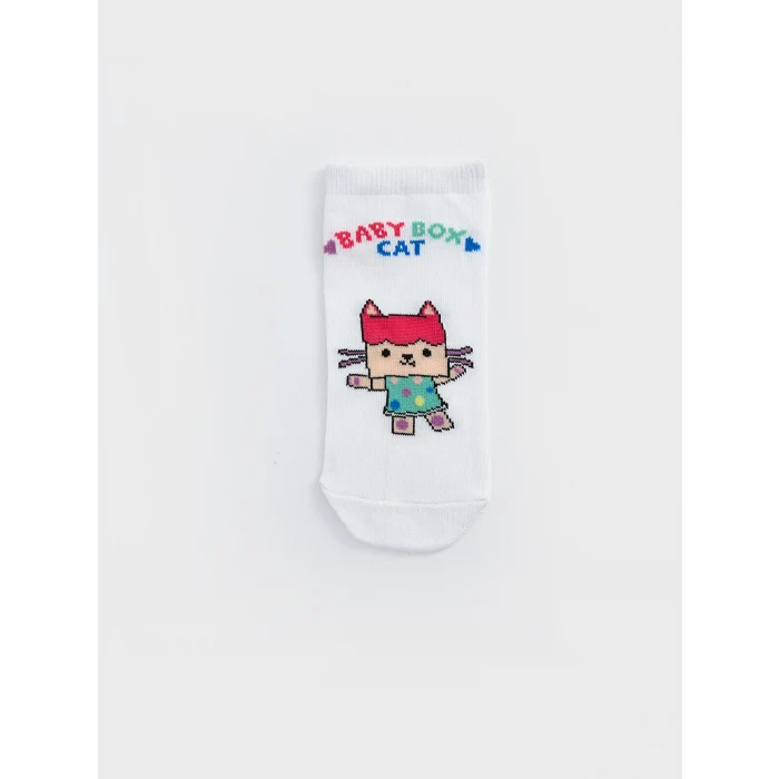 LCW Kids Beyaz Gabbys Dollhouse Baskılı Kız Çocuk Patik Çorap 5li
