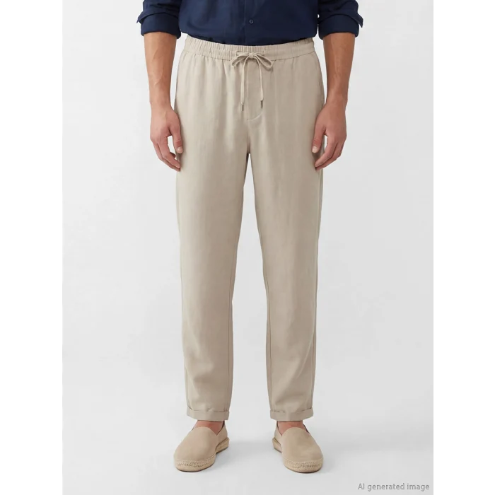 LCW Vision Bej Regular Fit Erkek Keten Görünümlü Pantolon