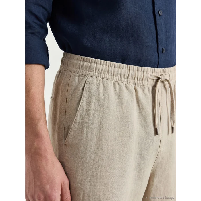 LCW Vision Bej Regular Fit Erkek Keten Görünümlü Pantolon