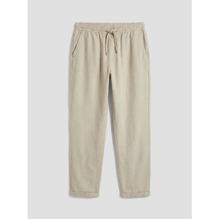 LCW Vision Bej Regular Fit Erkek Keten Görünümlü Pantolon
