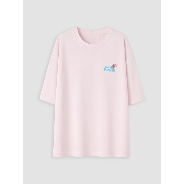 LCW Kids Pembe Loose Fit Baskılı Kız Çocuk Tişört