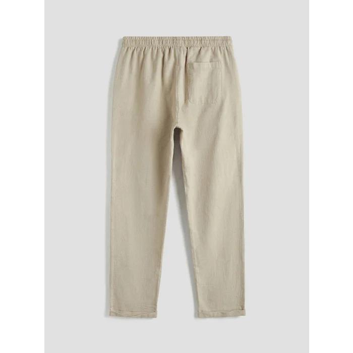 LCW Vision Bej Regular Fit Erkek Keten Görünümlü Pantolon