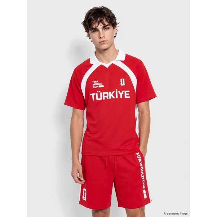 XSIDE ACTIVE Kırmızı Türkiye FIFA 2026 Dünya Kupası Baskılı Erkek Spor Tişört