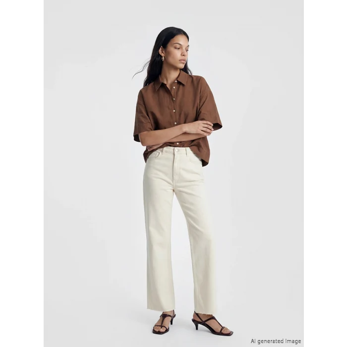 LCW Jeans Ekru Crop Flare Kadın Jean Pantolon