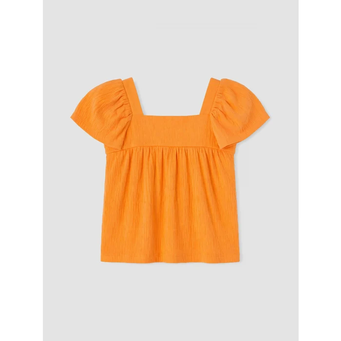 LCW Kids Turuncu Nakışlı Kız Çocuk Bluz ve Şort Takım