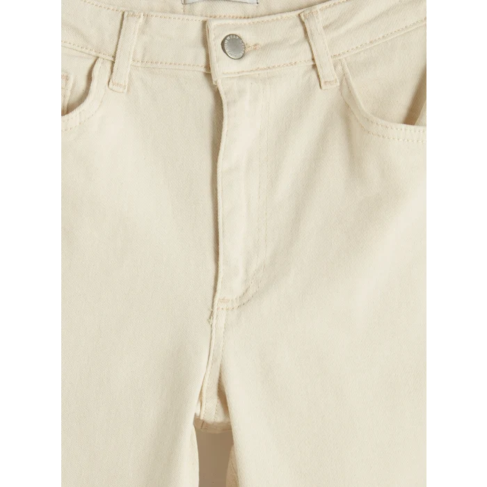 LCW Jeans Ekru Crop Flare Kadın Jean Pantolon