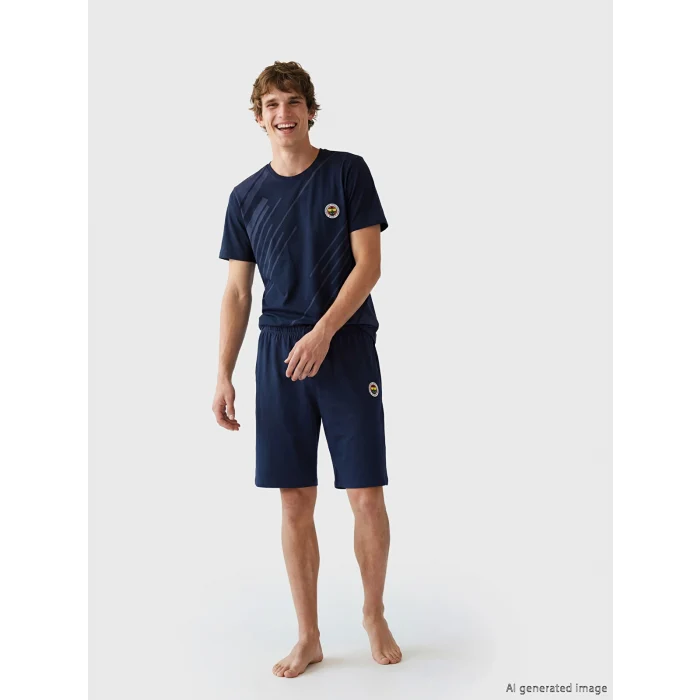 LC WAIKIKI Lacivert Fenerbahçe Baskılı Erkek Şortlu Pijama Takımı