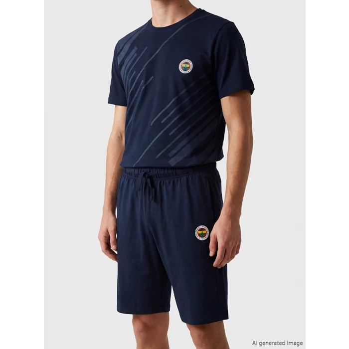 LC WAIKIKI Lacivert Fenerbahçe Baskılı Erkek Şortlu Pijama Takımı