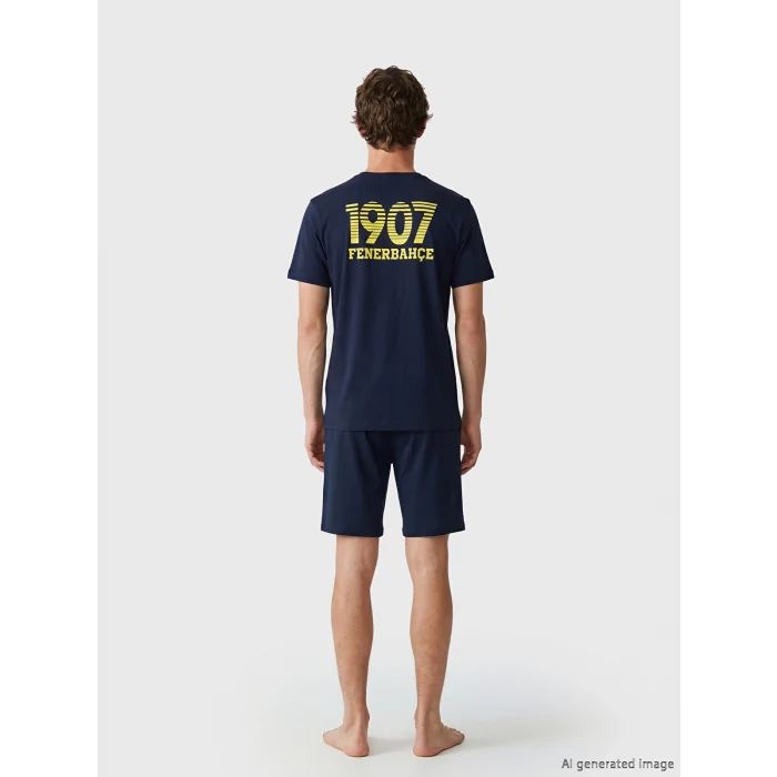 LC WAIKIKI Lacivert Fenerbahçe Baskılı Erkek Şortlu Pijama Takımı