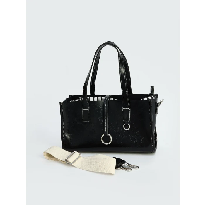 LCW ACCESSORIES Siyah Deri Görünümlü Kadın Omuz Çantası
