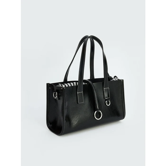 LCW ACCESSORIES Siyah Deri Görünümlü Kadın Omuz Çantası