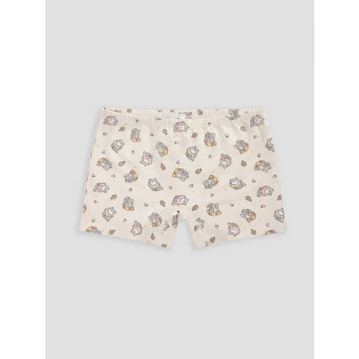 LCW Kids Ekru Baskılı Kız Çocuk Boxer 3lü
