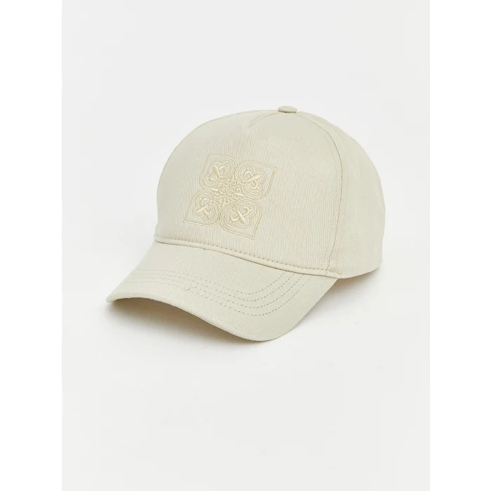 LCW ACCESSORIES Ekru Nakışlı Kız Çocuk Kep Şapka