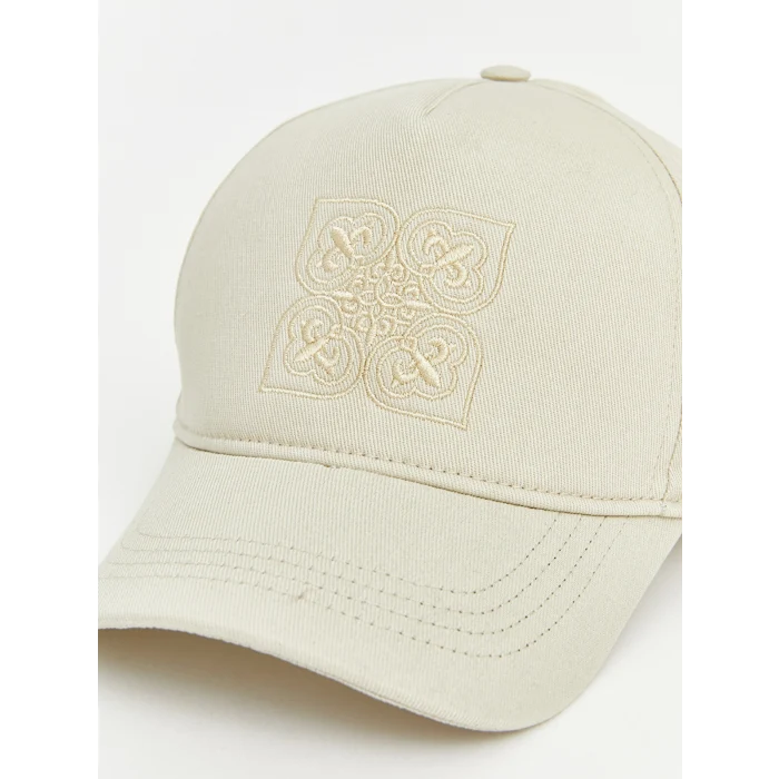 LCW ACCESSORIES Ekru Nakışlı Kız Çocuk Kep Şapka
