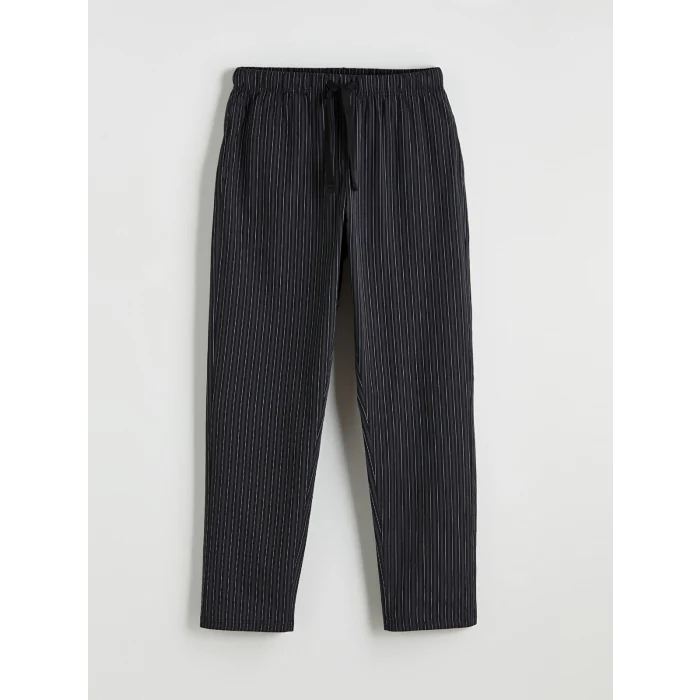 LC WAIKIKI Siyah Bisiklet Yaka Çizgili Erkek Pijama Takım