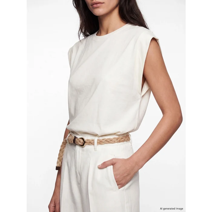 LCW Vision Beyaz Loose Fit Kemerli Kadın Pantolon