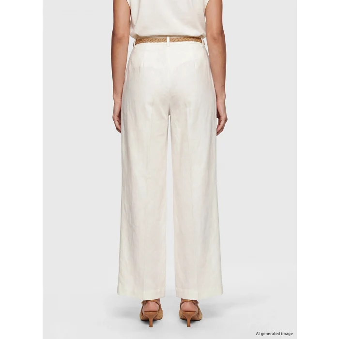 LCW Vision Beyaz Loose Fit Kemerli Kadın Pantolon