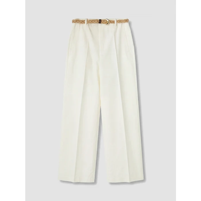 LCW Vision Beyaz Loose Fit Kemerli Kadın Pantolon