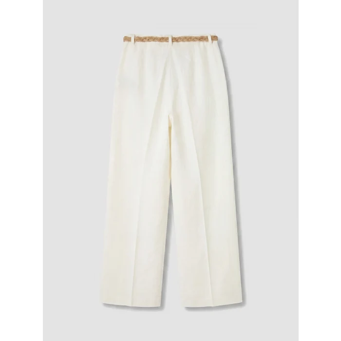 LCW Vision Beyaz Loose Fit Kemerli Kadın Pantolon