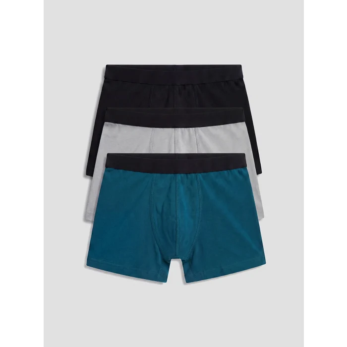 LC WAIKIKI Petrol Pamuklu Esnek Erkek 3lü Boxer