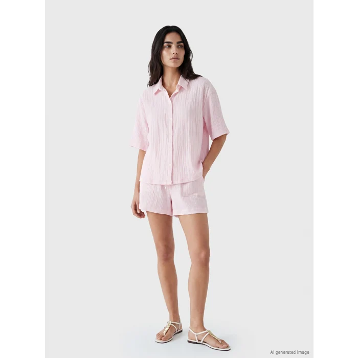 LCW Vision Pembe Müslin Kadın Gömlek