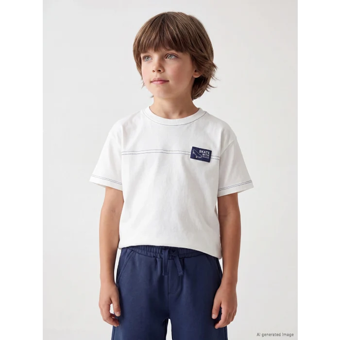 LCW Kids Beyaz Baskılı Erkek Çocuk Takım
