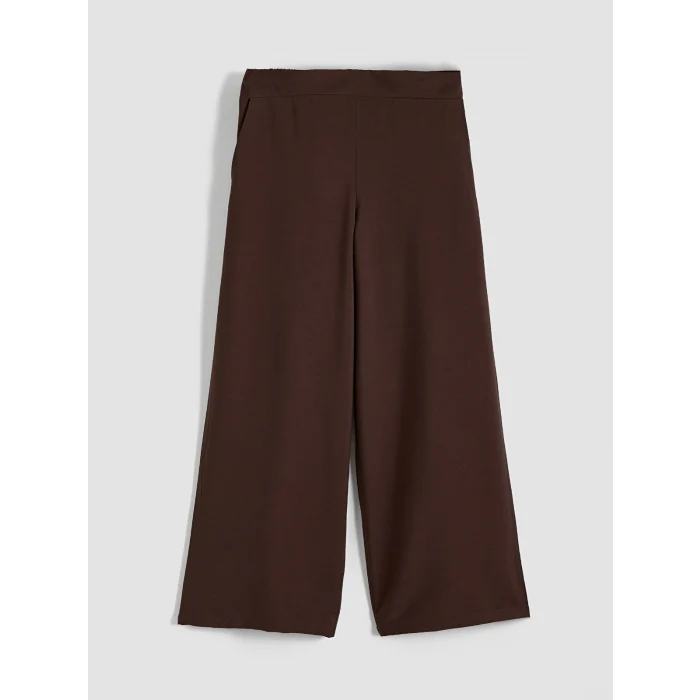 LCW Modest Kahverengi Beli Lastikli Geniş Paça Kadın Pantolon