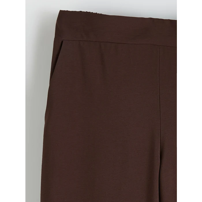LCW Modest Kahverengi Beli Lastikli Geniş Paça Kadın Pantolon