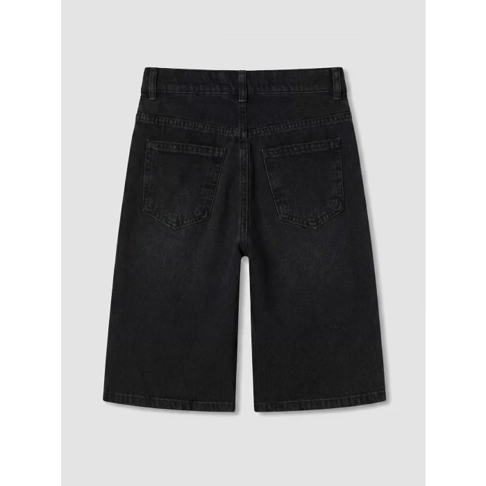 LCW Kids Siyah Geniş Paça Erkek Çocuk Jean Şortolon