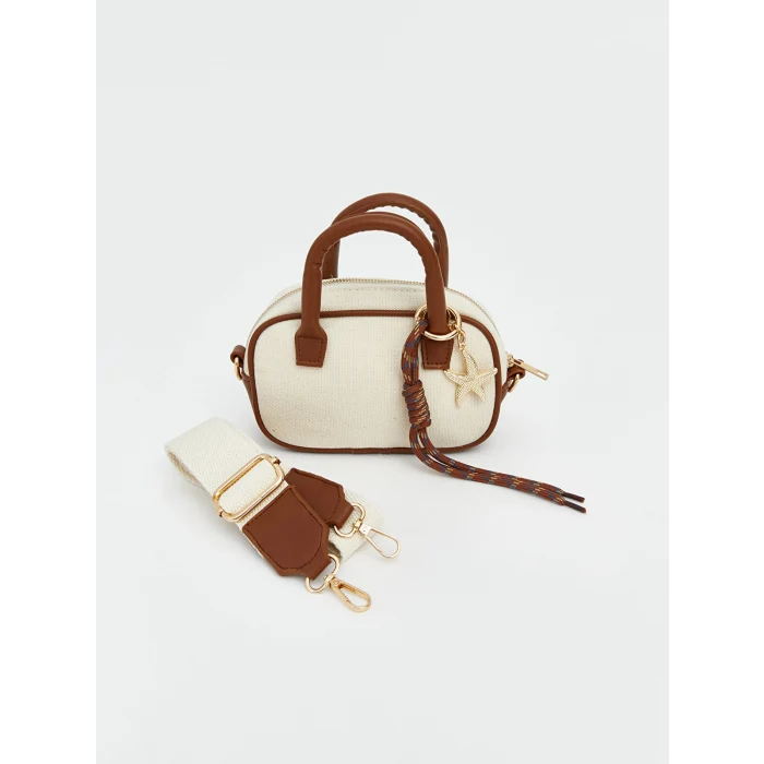 LCW ACCESSORIES Ekru Kanvas Kadın Omuz Çantası