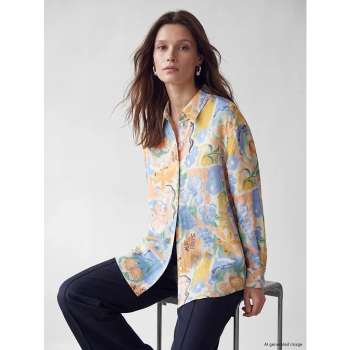 LCW Modest Turuncu Desenli Oversize Kadın Gömlek Tunik