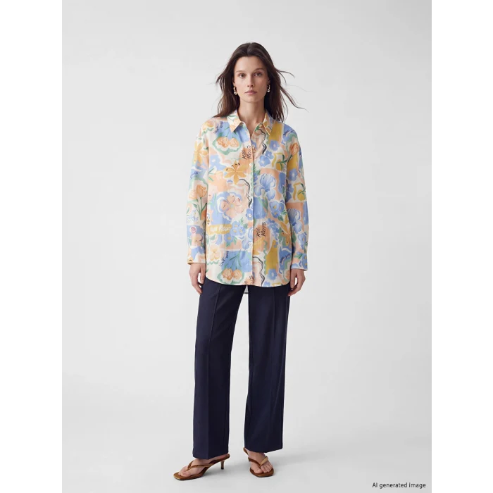 LCW Modest Turuncu Desenli Oversize Kadın Gömlek Tunik