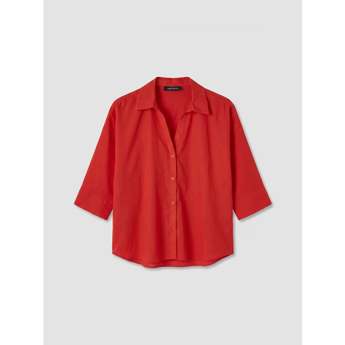 LCW Vision Kırmızı Oversize Poplin Kadın Gömlek