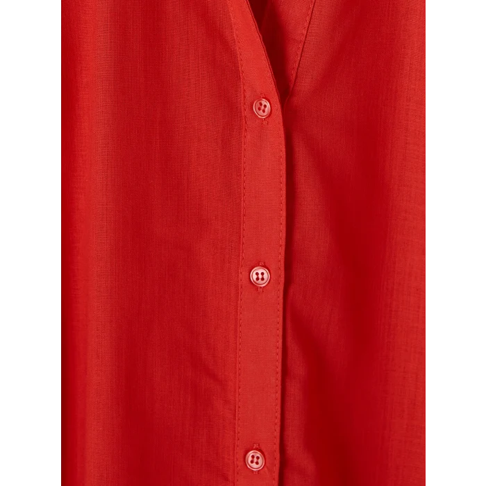 LCW Vision Kırmızı Oversize Poplin Kadın Gömlek