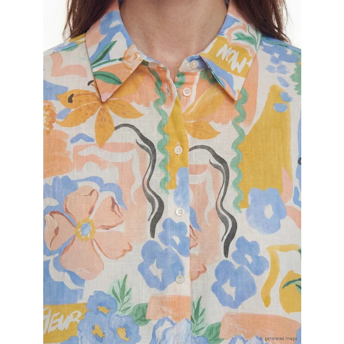 LCW Modest Turuncu Desenli Oversize Kadın Gömlek Tunik