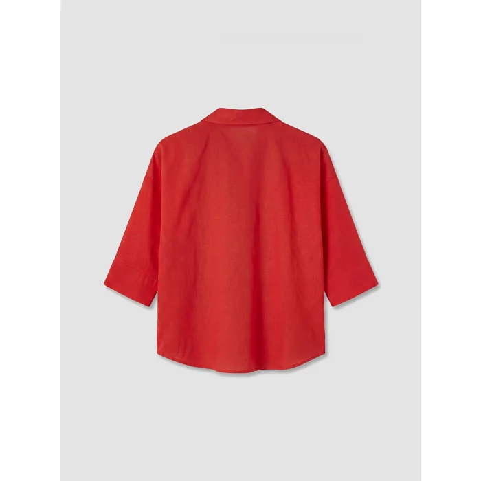 LCW Vision Kırmızı Oversize Poplin Kadın Gömlek