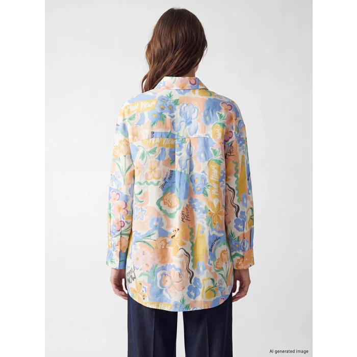 LCW Modest Turuncu Desenli Oversize Kadın Gömlek Tunik