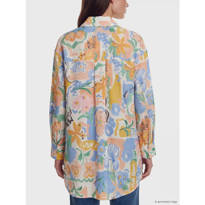 LCW Modest Turuncu Desenli Oversize Kadın Gömlek Tunik