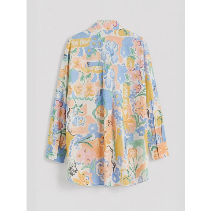 LCW Modest Turuncu Desenli Oversize Kadın Gömlek Tunik
