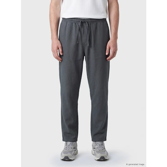 XSIDE Gri Loose Fit Keten Görünümlü Erkek Pantolon