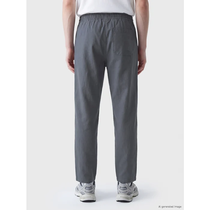 XSIDE Gri Loose Fit Keten Görünümlü Erkek Pantolon