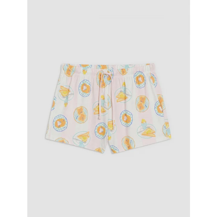 LCW DREAM Ekru Baskılı Kadın Şortlu Pijama Takımı