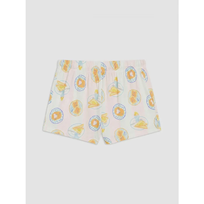 LCW DREAM Ekru Baskılı Kadın Şortlu Pijama Takımı